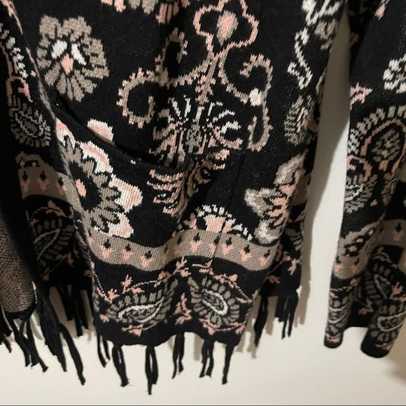 ISAACMIZRAHI Live Floral Boho Fringe Open-Front Cardigan size M - Picture 5 of 5